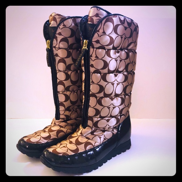 Coach Shoes - COACH winter mid-calf boots brown quilted zipper